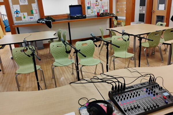 To show what the recording set up looks like.